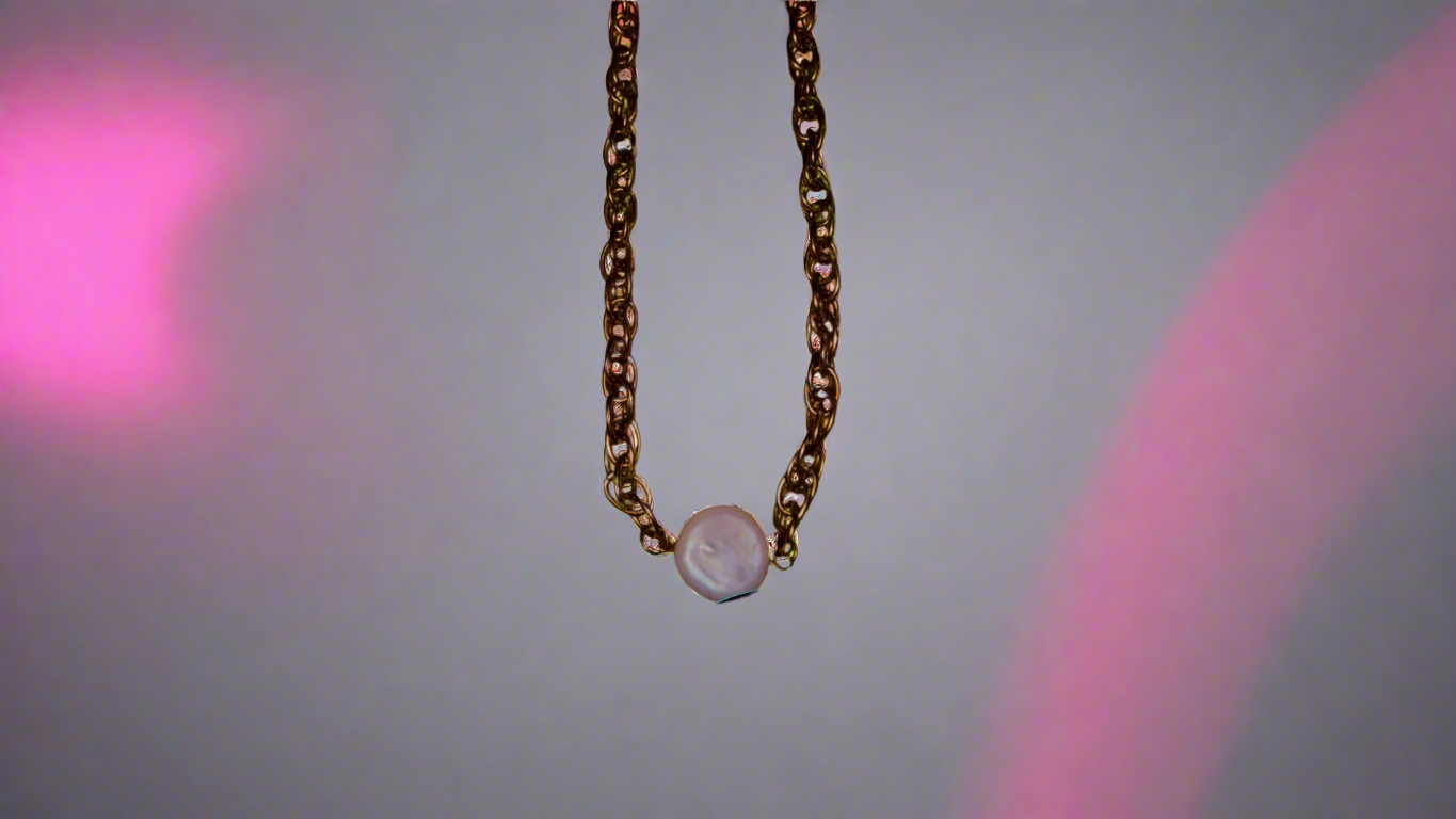 Gold Vine Pearl Pendant Necklace