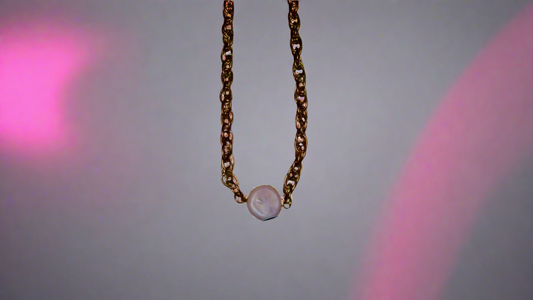 Gold Vine Pearl Pendant Necklace